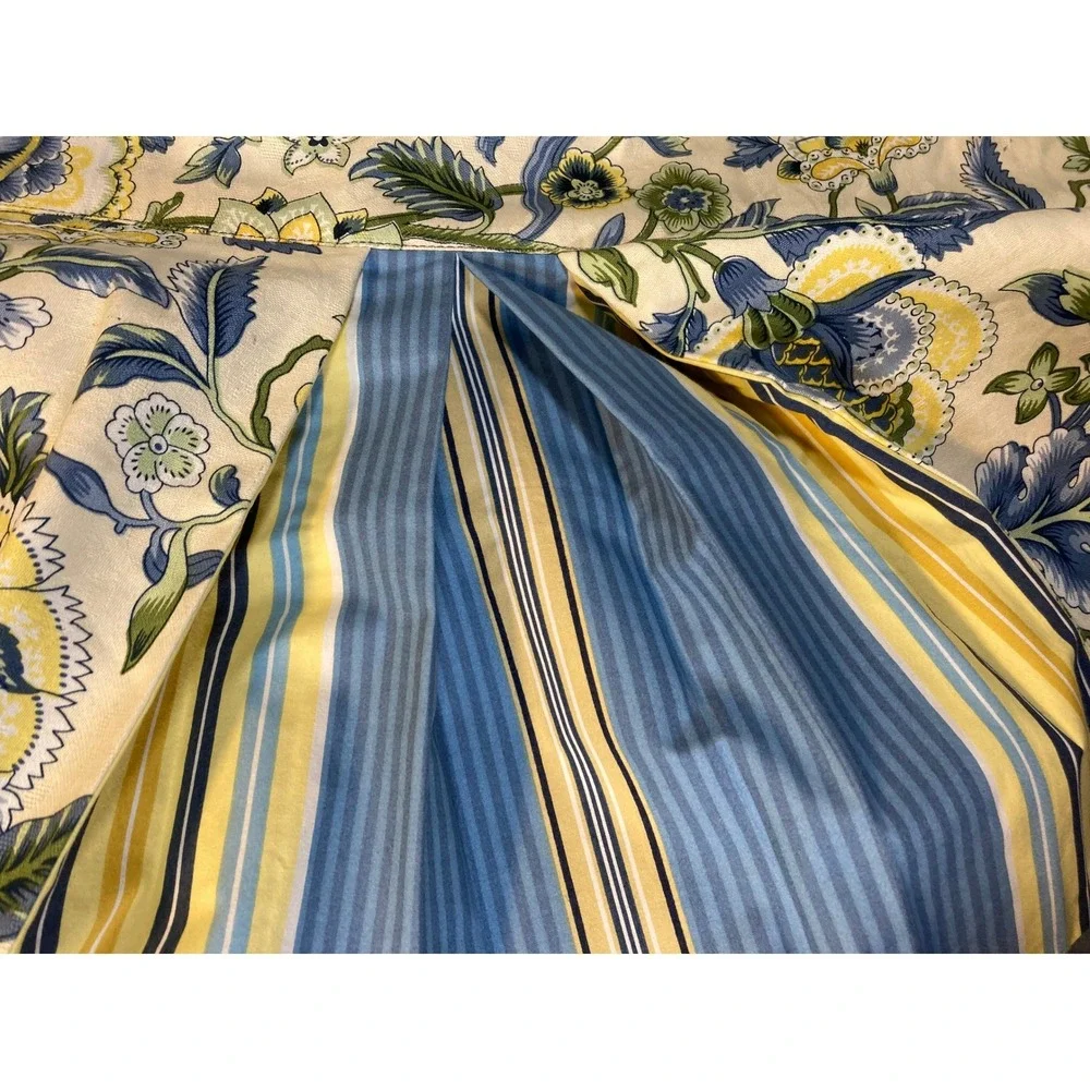 2 Waverly Floral Valance and King‎ Shams Set Blue Yellow Green Botanical